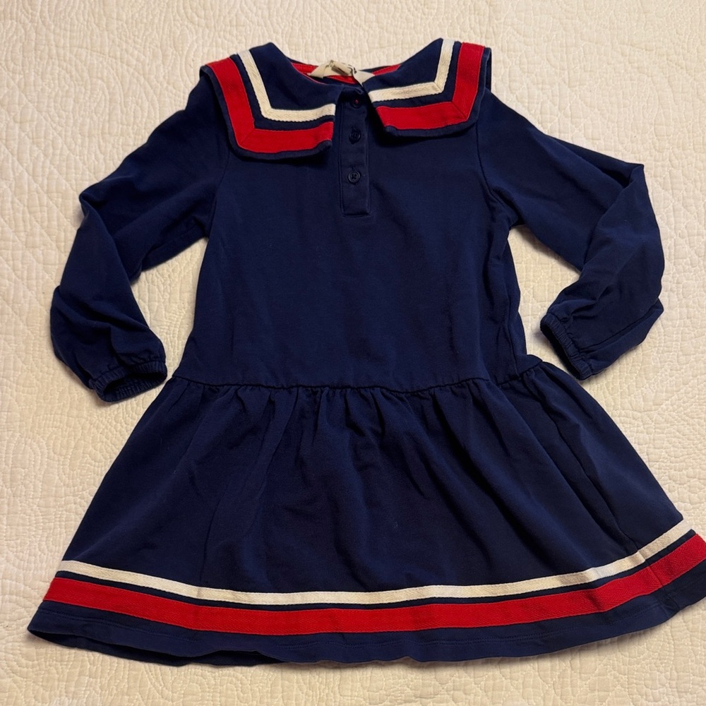 Mini Boden Navy Dress with Red and White Trim
